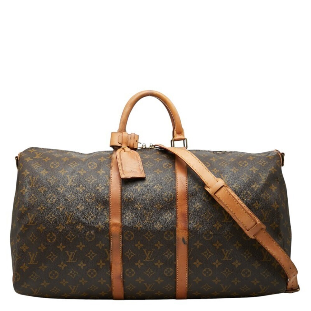 Louis Vuitton Monogram Keepall Bandouliere Boston Bag Shoulder Brown Leather